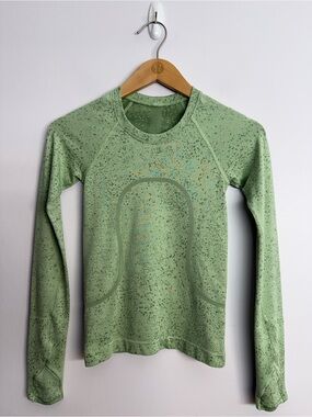 Lululemon Swiftly Tech Long Sleeve Shirt Race Creamy Mint Cedar Green Sz 0